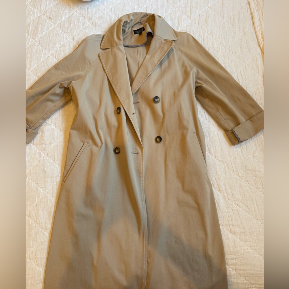 Topshop Tan Double-Breasted Trench Coat